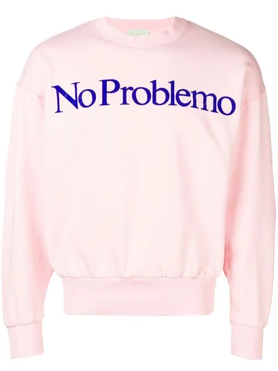 Shop Aries No Problemo Slogan Sweatshirt In Pink