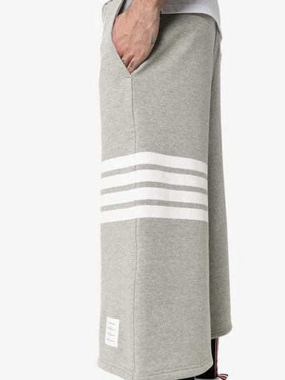 Shop Thom Browne 4-bar Oversized Cropped Cotton Sweatpants In Grey