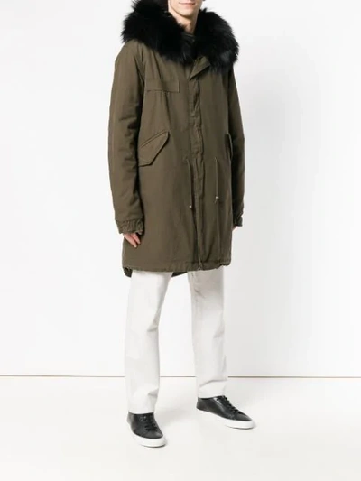 trimmed hooded parka