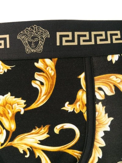 Shop Versace Baroque Print Boxers In Black ,yellow