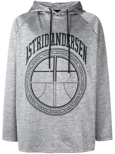 Shop Astrid Andersen Logo Print Hoodie In Grey