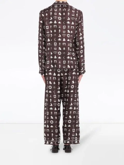 Shop Prada Logo Print Pajama Set In Brown