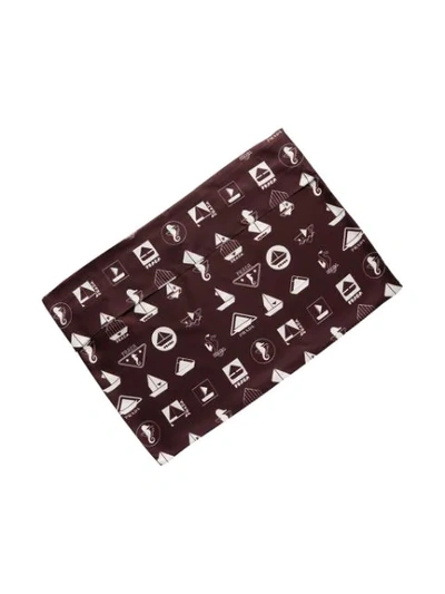 Shop Prada Logo Print Pajama Set In Brown