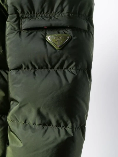 Shop Prada Zipped Padded Jacket In Green