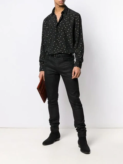 SAINT LAURENT EMBROIDERED MOTIFS SHIRT - 黑色