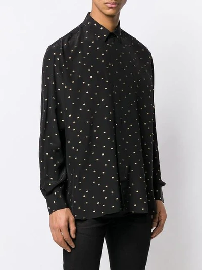 Shop Saint Laurent Embroidered Motifs Shirt In 1055 - Black/gold