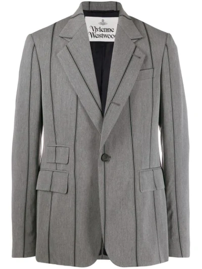 Shop Vivienne Westwood Striped Suit Jacket In Grey