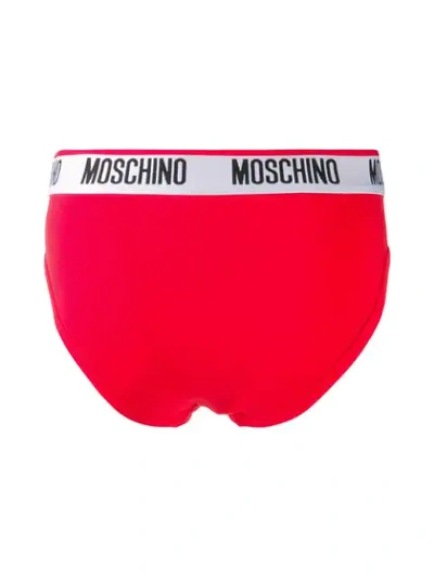 Shop Moschino Logo Waistband Briefs - Red
