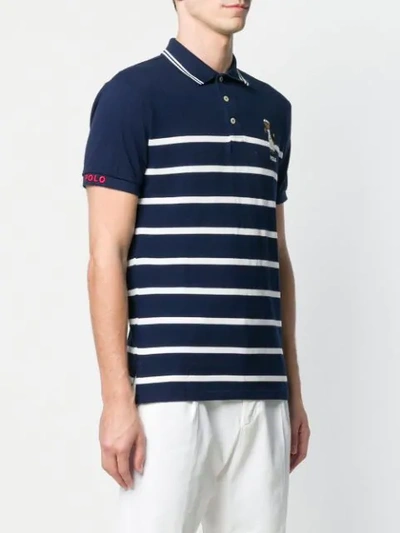 Shop Ralph Lauren Polo Bear Striped Polo Shirt In Blue