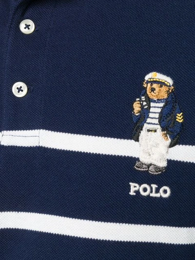 Shop Ralph Lauren Polo Bear Striped Polo Shirt In Blue