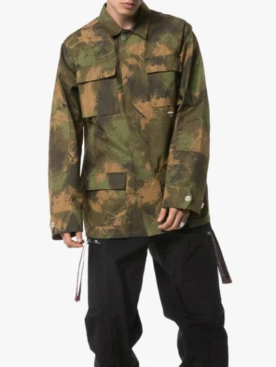 Shop Off-white Branded Camouflage Jacket In Green