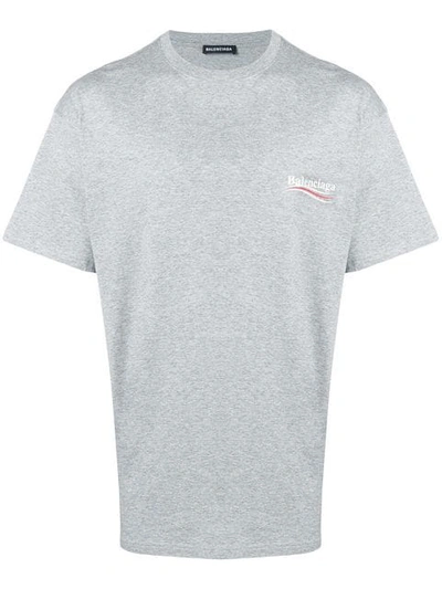 Shop Balenciaga Political Logo T-shirt In Grey