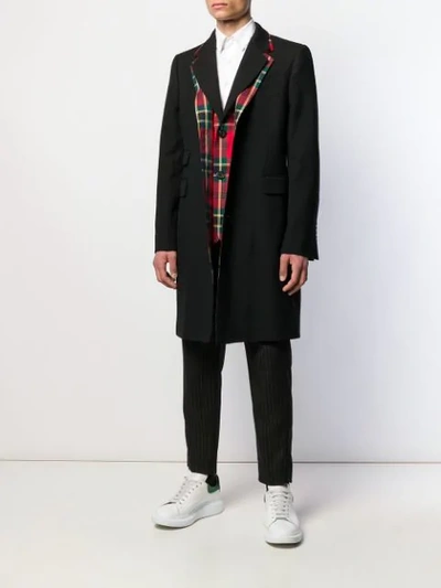 Shop Alexander Mcqueen Tartan Collar Coat In Black