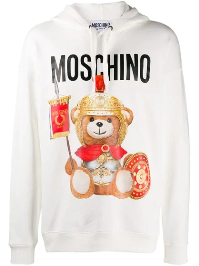 Shop Moschino Teddy Bear Print Hoodie In White