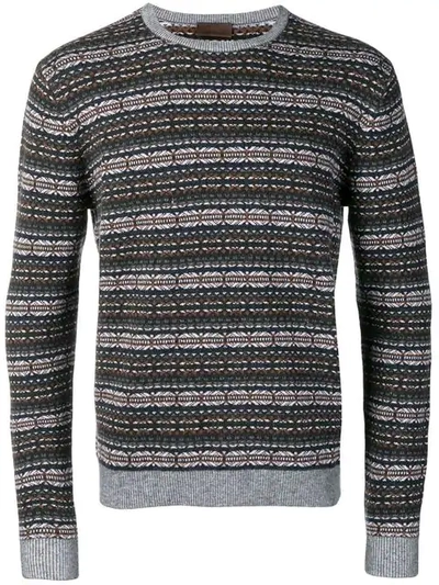 Shop Altea Instarsia Knit Sweater In Grey
