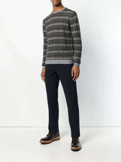 Shop Altea Instarsia Knit Sweater In Grey