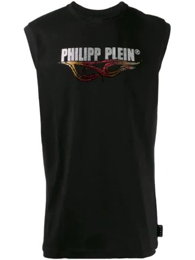 Shop Philipp Plein Flame Tank Top In Black