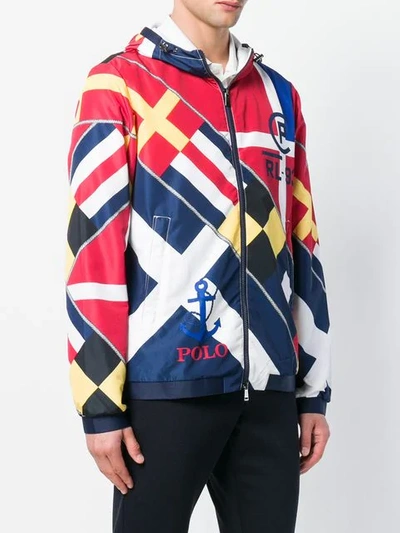 Shop Polo Ralph Lauren Hooded Zipped Jacket In Blue