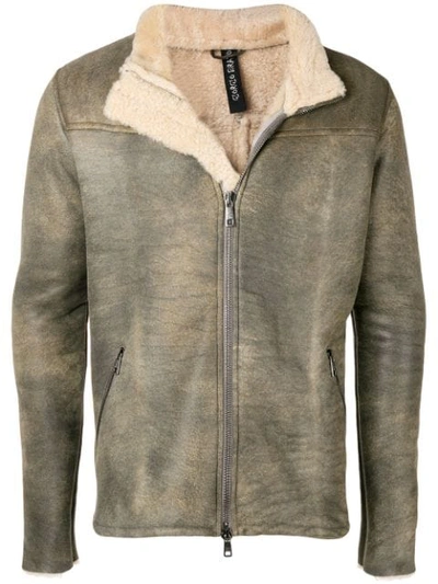 Shop Giorgio Brato Shearling Leather Jacket - Grey