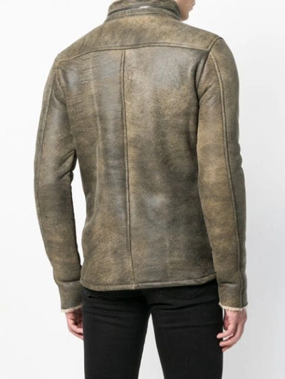 Shop Giorgio Brato Shearling Leather Jacket - Grey