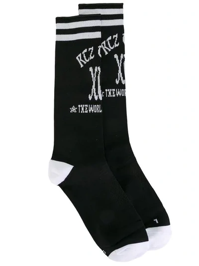 Shop Ktz Logo Print Socks In Black