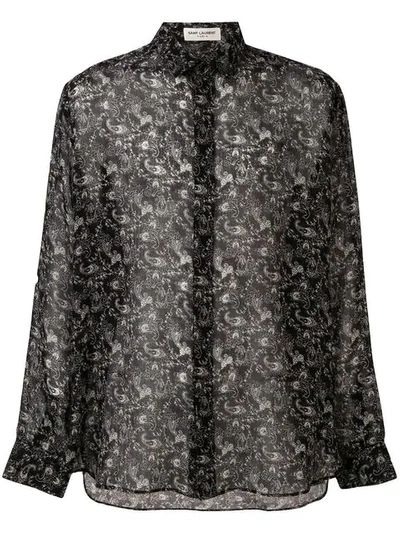 Shop Saint Laurent Printed Sheer Shirt In Black