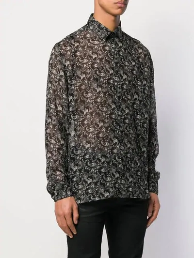 Shop Saint Laurent Printed Sheer Shirt In Black