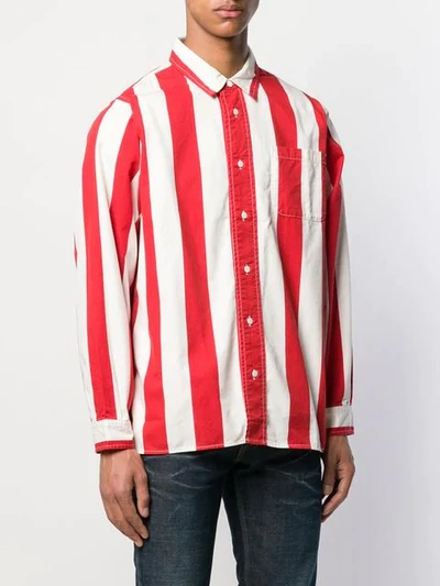Shop Visvim Striped Shirt In Red