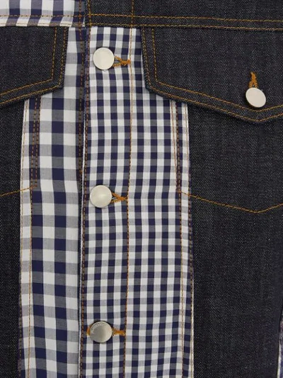 Shop Jw Anderson Gingham Patchwork Denim Jacket In Purple