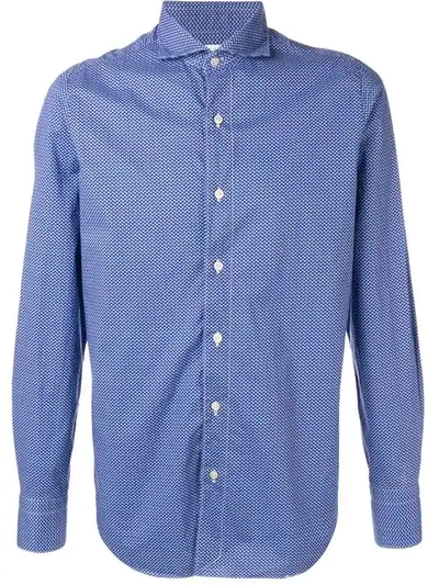 Shop Finamore 1925 Napoli Spread Collar Shirt In Blue