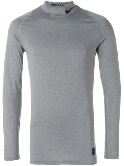 Shop Nike Pro Long-sleeve Top In Grey