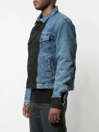 Shop Off-white Paneled Denim Jacket In 3228 Blue/fuschia