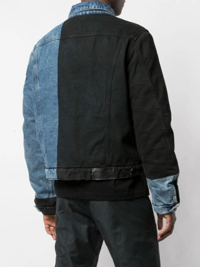 Shop Off-white Paneled Denim Jacket In 3228 Blue/fuschia