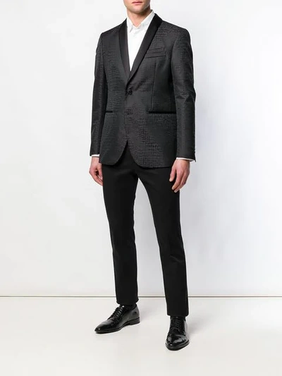 Billionaire Crocodile Effect Blazer In Black