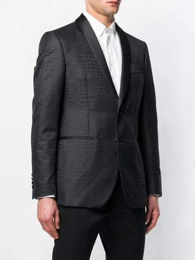 Billionaire Crocodile Effect Blazer In Black