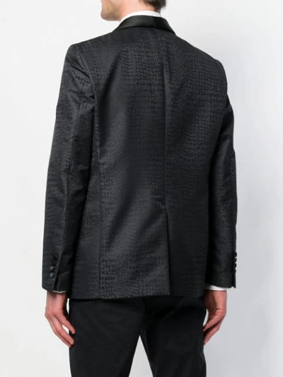 Billionaire Crocodile Effect Blazer In Black