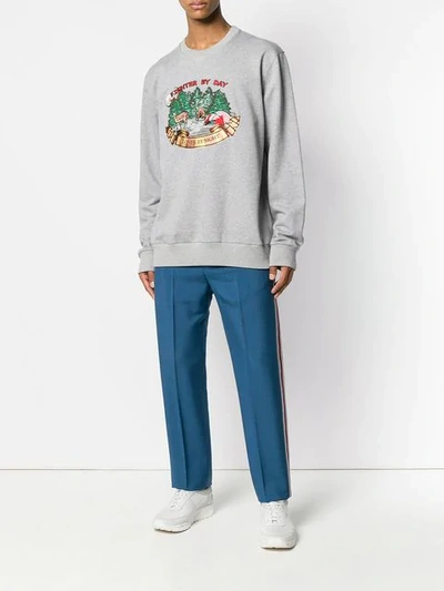 Shop Lanvin Fighter Appliqué Sweatshirt In Grey