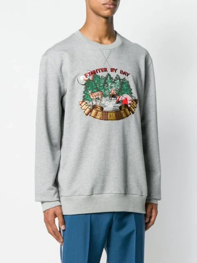 Shop Lanvin Fighter Appliqué Sweatshirt In Grey