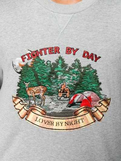 Lanvin Fighter By Day Lover By Night Sweatshirt In Grey