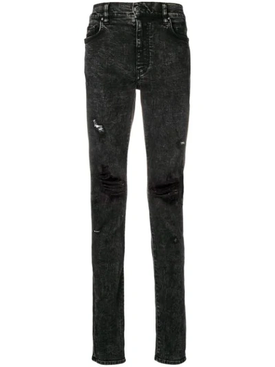 Shop Amiri Distressed Skinny Jeans In Black