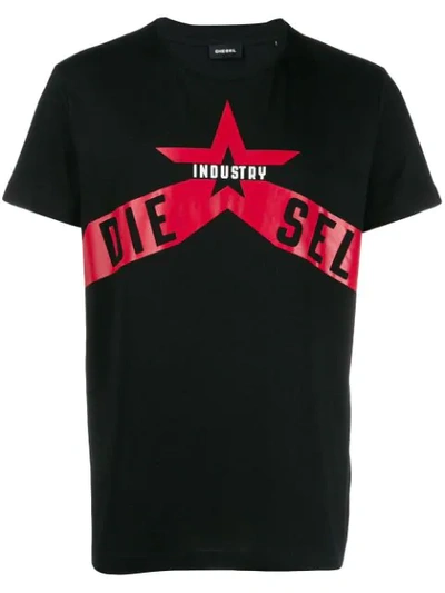 Shop Diesel Printed Logo T-shirt In Black