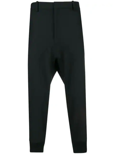 Shop Neil Barrett Tapered Cropped Track Pants In Black