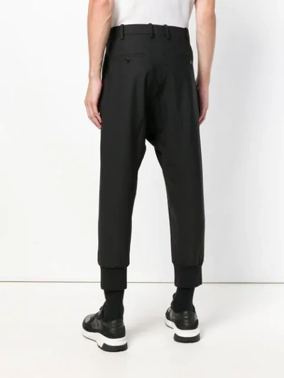 Shop Neil Barrett Tapered Cropped Track Pants In Black