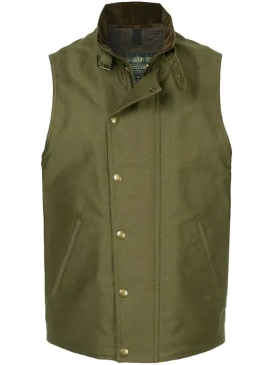Shop Addict Clothes Japan Press Stud Boa Vest In Green