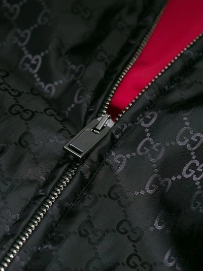Shop Gucci Gg Signature Hooded Jacket In 1105 Black/rose/multicol