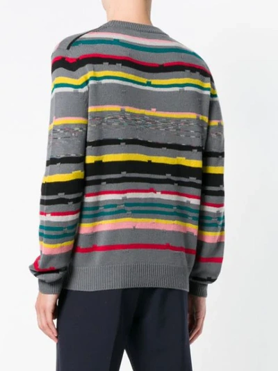 Shop Missoni Crewneck Striped Sweater In Grey