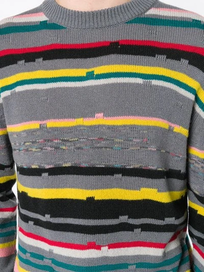 Shop Missoni Crewneck Striped Sweater In Grey