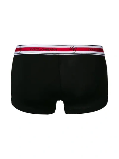 Shop Dolce & Gabbana Striped Logo Waistband Boxers In Black