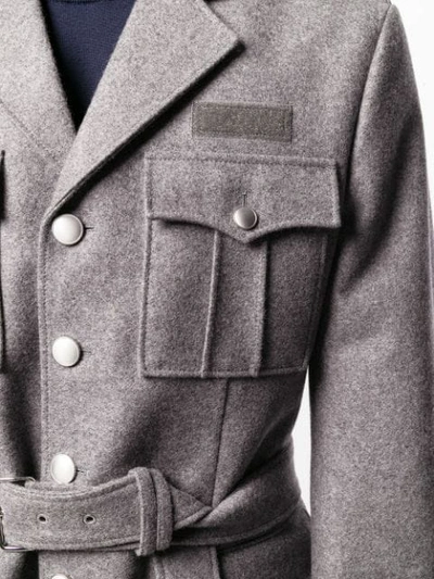 Shop Prada Mid-length Military Coat In Grey