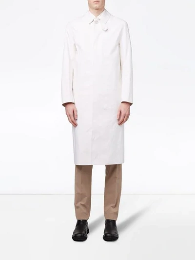 Shop Mackintosh Cotton Single-breasted Coat In White